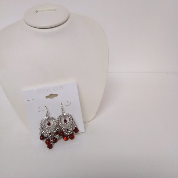 3 Piece Red & Silver  Necklace, Earring, Bracelet Set NWT - Picture 5 of 8